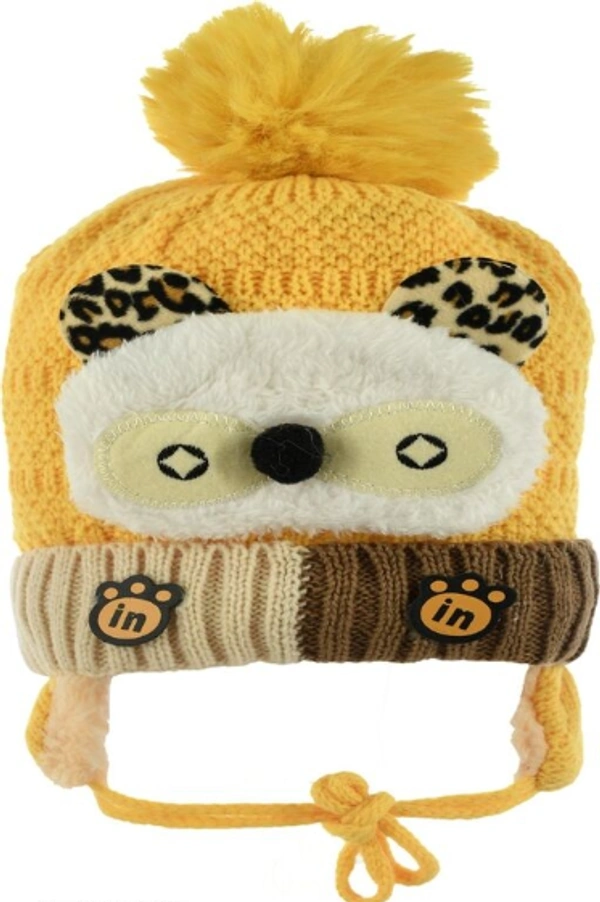 Woolen Warm  Yellow Cap for baby boy girl kid newborn   - 6-9 Months, Yellow, Pack of1